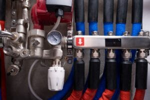 Heating manifold that represents how communal heat networks supply flats under Ofgem rules