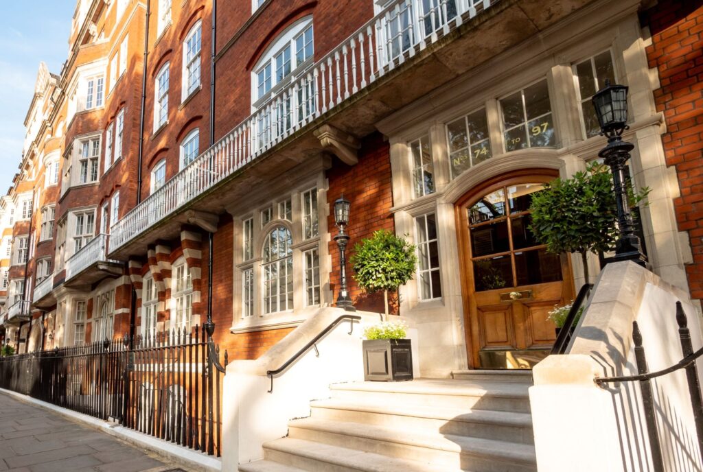 Edwardian mansion block of flats, showing the character and age typical of older residential buildings.