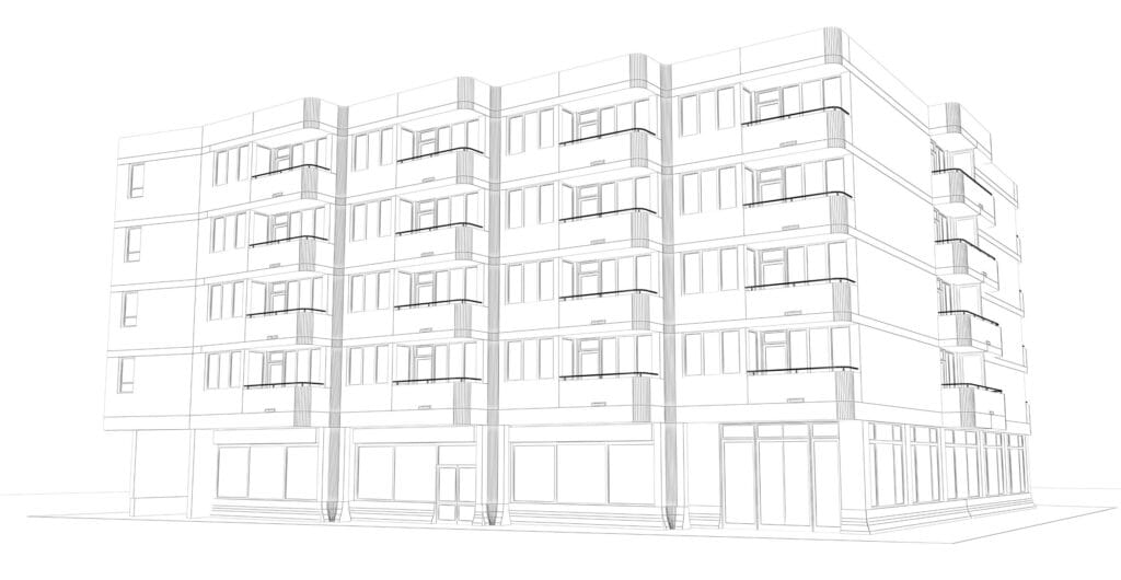 Building schematic showing how commonhold works for existing blocks